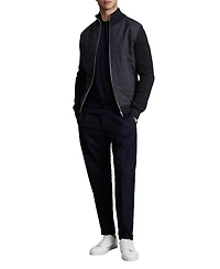 Reiss Men's Trainer Hybrid Quilt and Knit Slim-Fit Funnel-Neck Jacket