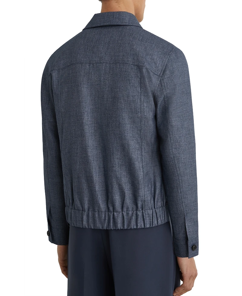 Reiss Men's Lagos Lightweight Textured-Weave Shirt Jacket