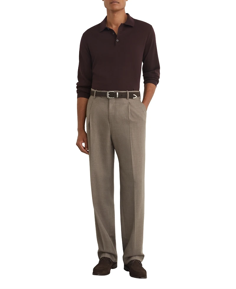 Reiss Men's Trafford Slim-Fit Merino Wool Ribbed Polo Shirt