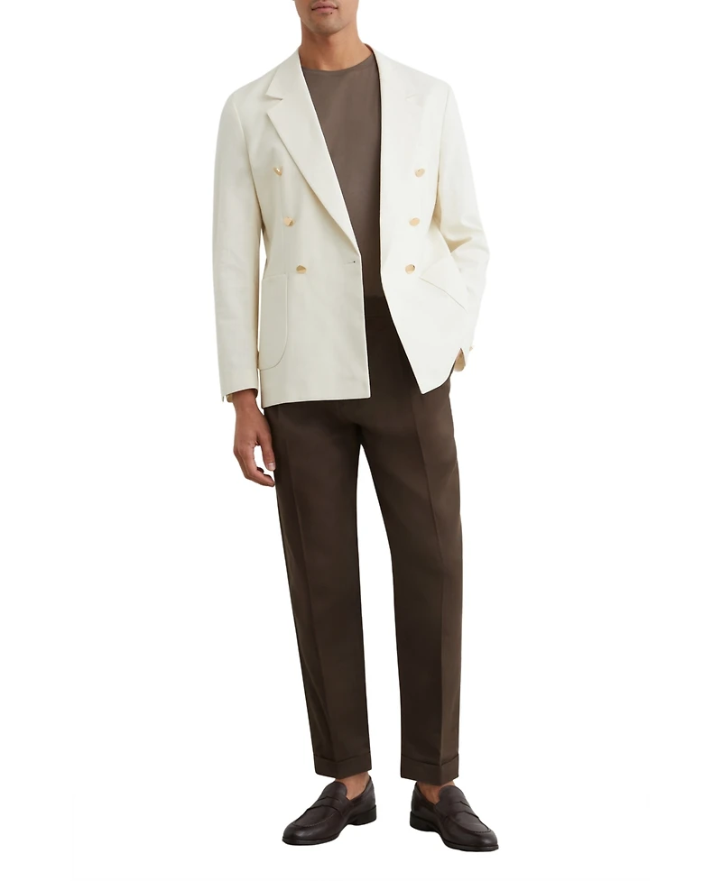 Reiss Men's Com Pleated Tapered-Fit Linen-Blend Trousers Pants