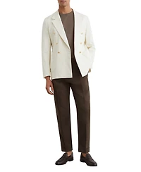 Reiss Men's Com Pleated Tapered-Fit Linen-Blend Trousers Pants