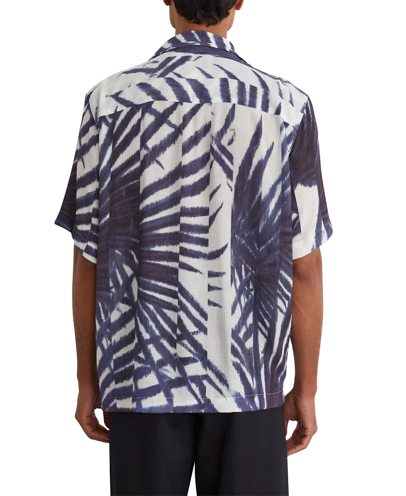 Reiss Men's Shindora Plisse Cuban-Collar Short-Sleeve Shirt