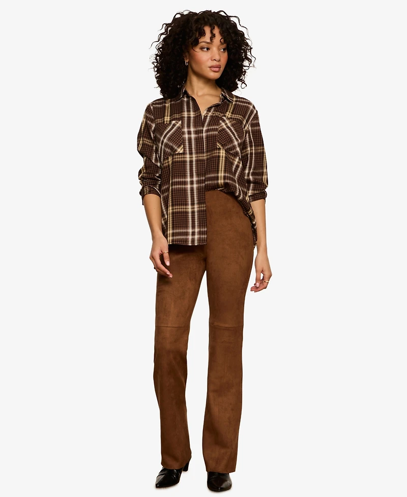 Sanctuary Women's Long-Sleeve Plaid Button-Up Shirt