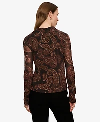 Sanctuary Women's Fitted Mesh Button Down Top
