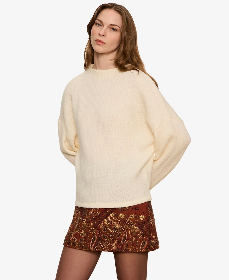 Sanctuary Women's Mock-Neck Ribbed Dolman Sweatshirt
