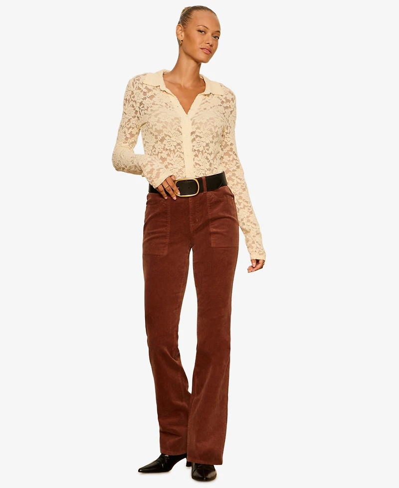 Sanctuary Women's Play Date Corduroy Mid-Rise Bootcut Pants