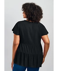 Avenue Women's Plus Lani Flutter Sleeve Tiered Top