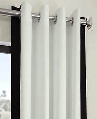 Half Price Drapes Fresh Popcorn & Black Bordered Grommet Vertical Printed Cotton Curtain
