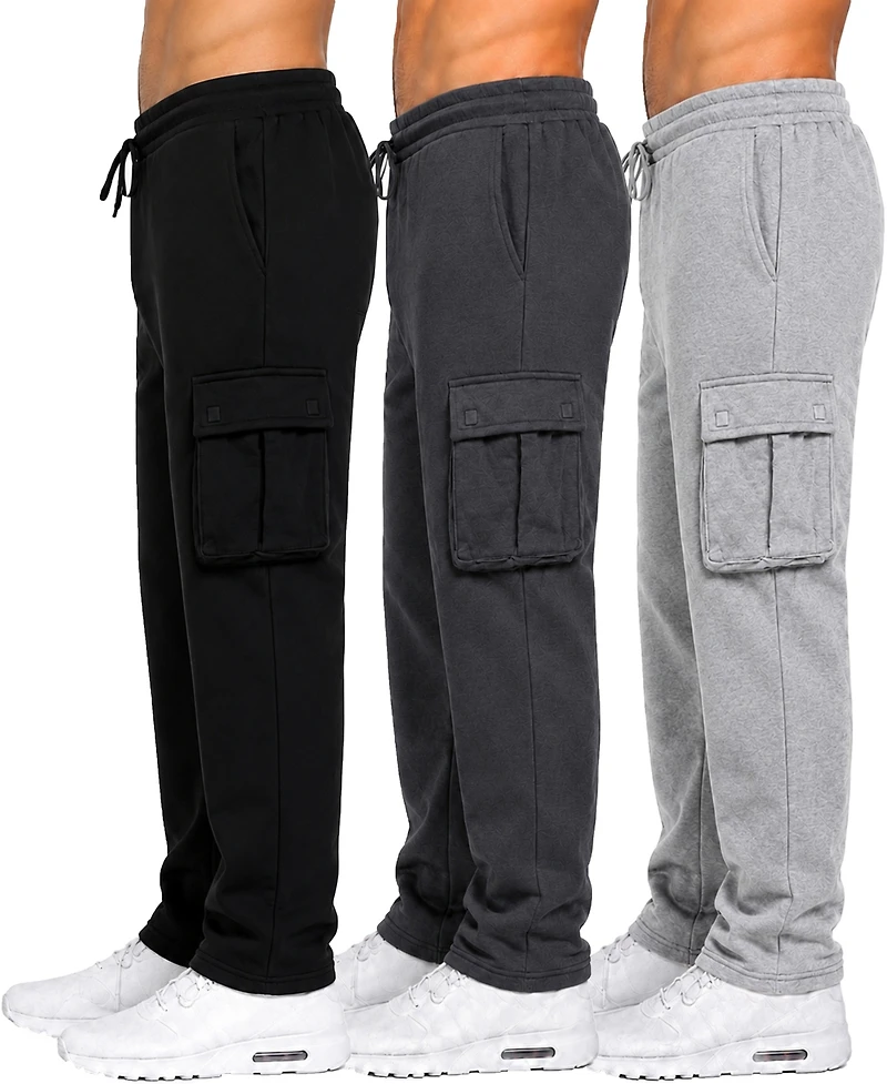 Blue Ice Men's Fleece-Lined Cargo Open-Bottom Sweatpants
