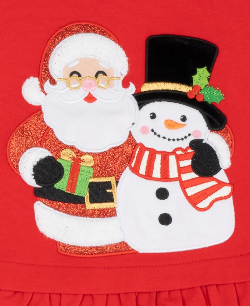 Rare Editions Baby Girls' Solid Knit and Snowman Applique Top Stripe Leggings, 2-Piece Set