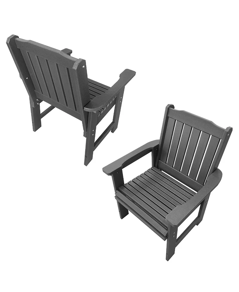 Hdpe All-Weather Outdoor Patio Dining Chair, Heavy-Duty Garden Backyard Armchair with Stainless Steel Hardware, Grey