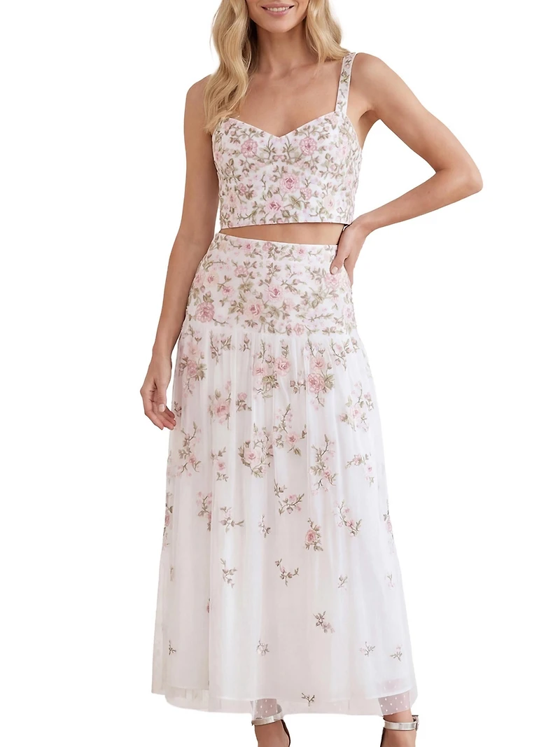 Needle & Thread Women's Eden Rose Floral-Print High-Waisted Maxi Skirt