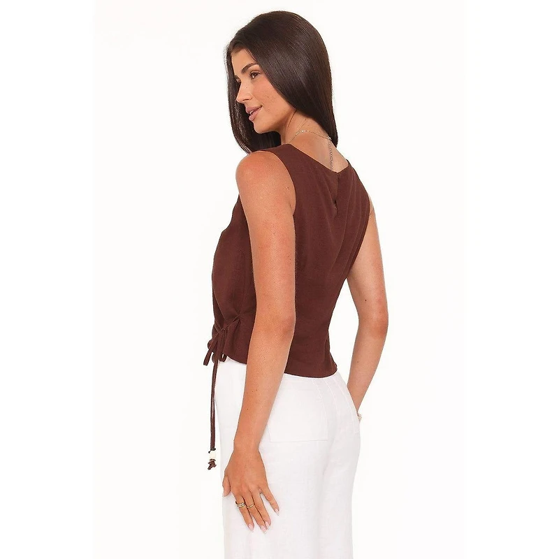 Petal and Pup Women's Heloise Boat-Neck Sleeveless Side-Tie Blouse