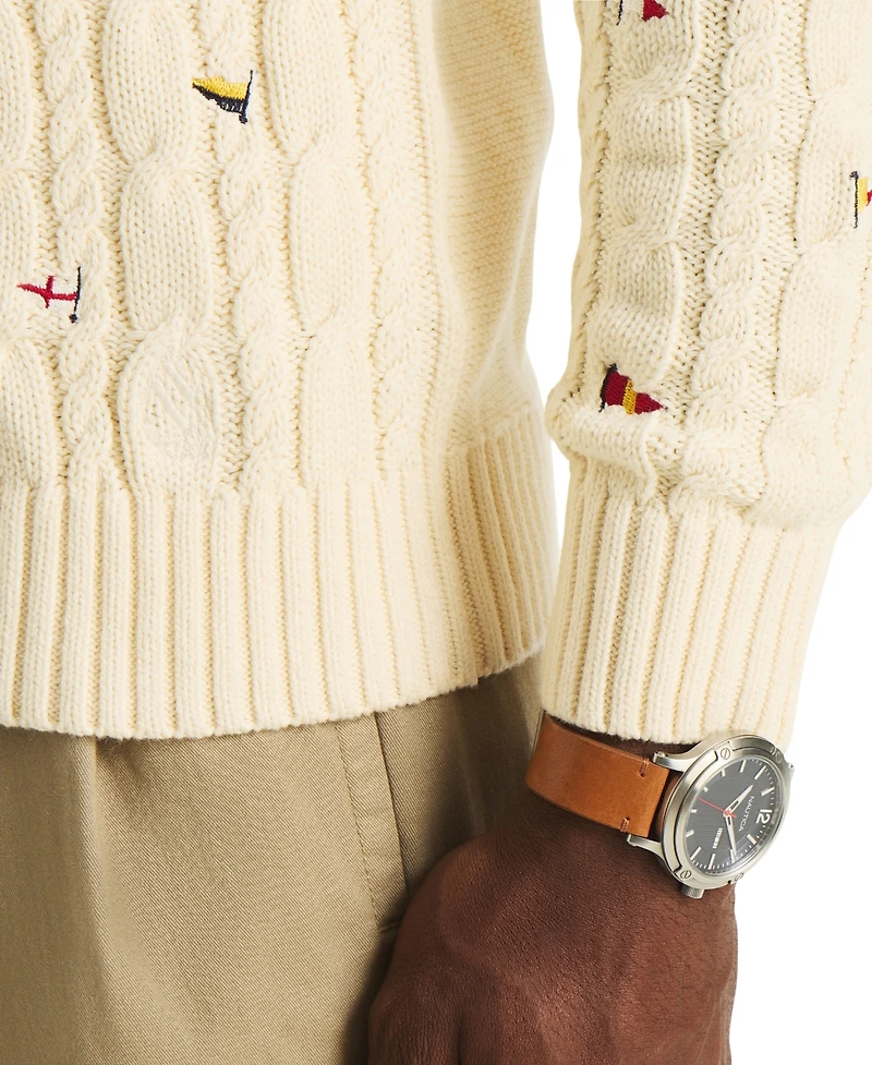 Nautica Men's Crewneck Cable Sweater