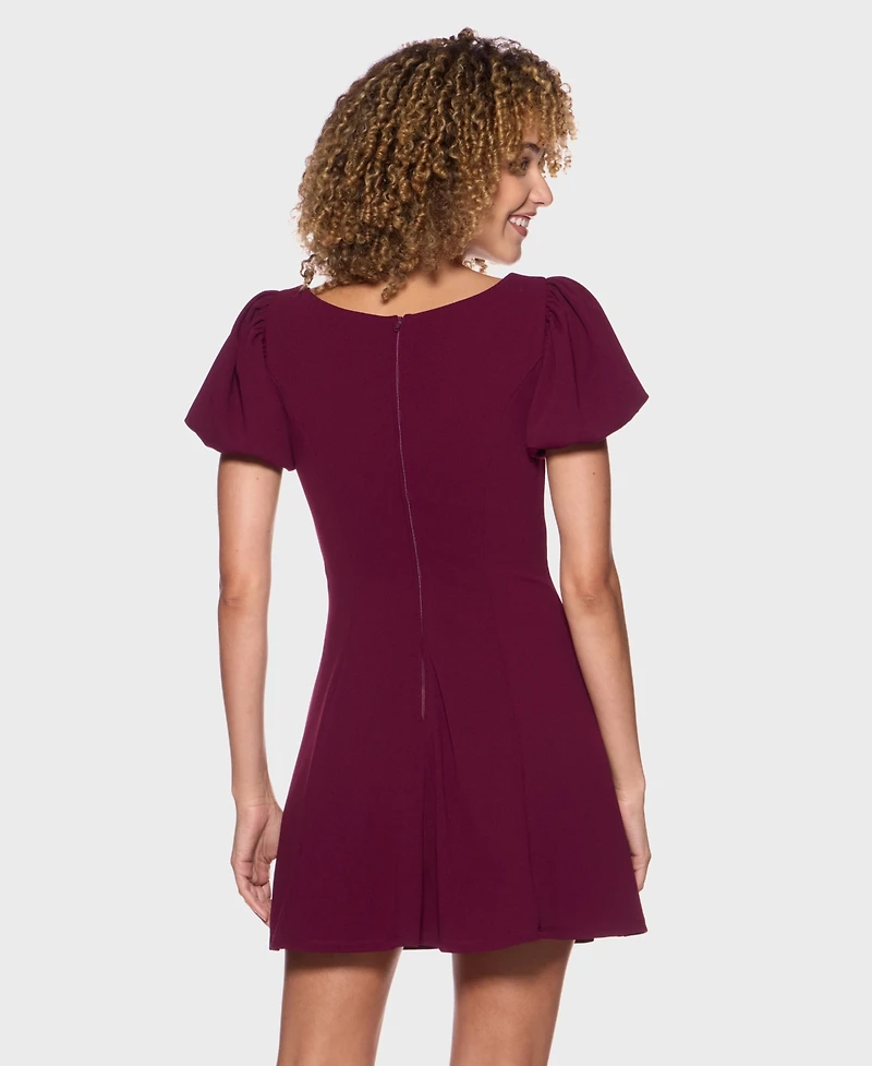 B Darlin Women's Puff Sleeves Fit and Flare Dress