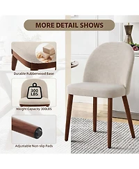gaomon Wooden Dining Chair Set of 2 Upholstered Fabric Chair,Modern Kitchen Chairs with Curved Backrest Leveling Feet