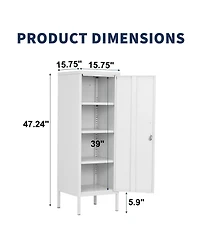 gaomon Lockable Office Storage Locker Cabinet - 4-Tier Metal Employee Locker with 3 Adjustable Shelves, 2 Keys