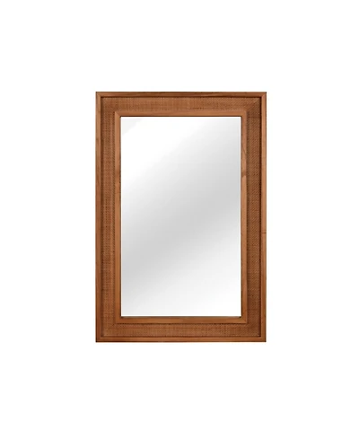 Phying Rectangular Rattan Wall Mirror 20x30 Inch Solid Wood Frame Farmhouse Decorative Vanity Mirror Aesthetic Wall Art for Home Bathroom