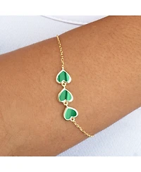 The Lovery Malachite Trio Heart Bracelet 14K