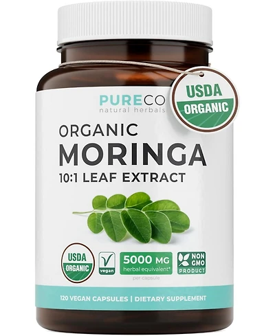Pure Co Moringa Leaf Supplement, High Potency Moringa Leaf Extract, Non-gmo, 120 Capsules