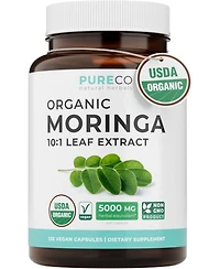 Pure Co Moringa Leaf Supplement, High Potency Moringa Leaf Extract, Non-gmo, 120 Capsules