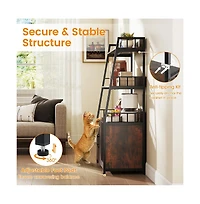 Ruie Hidden Litter Box Cabinet 52 in Cat Enclosure with Scratching Pad and Shelves