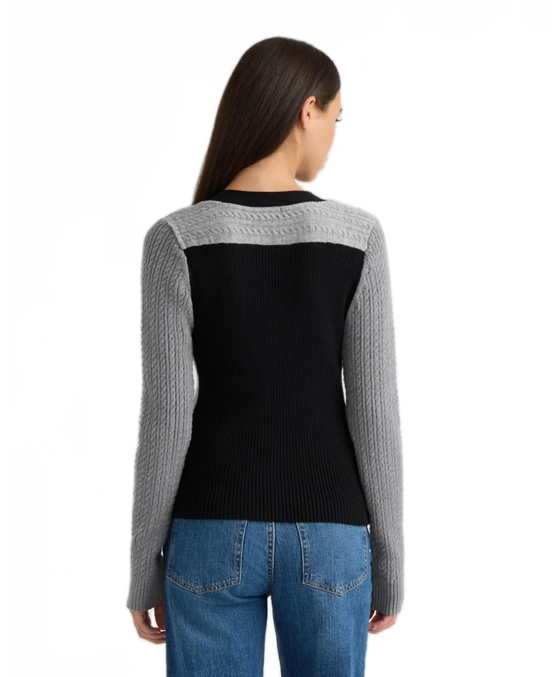 Nvlt Women's Color Block Cable Cardigan