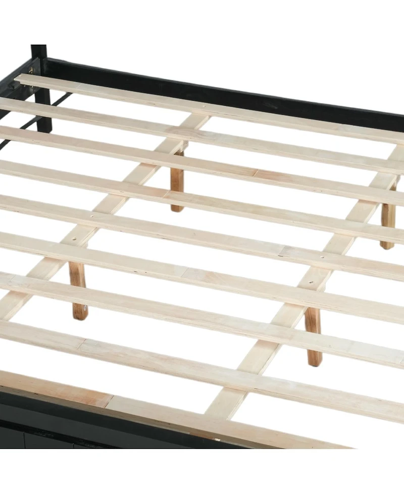 Streamdale Furniture King Wood Platform Bed Frame with Headboard- Easy Assembly