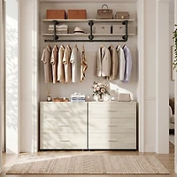 Aheaplus Set of 2 Wooden Dresser with 3-Drawers, Nightstand, Tv Stand