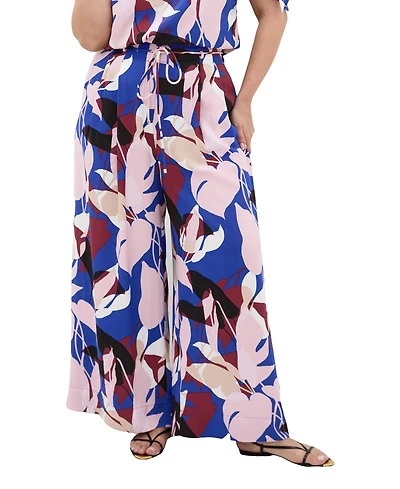 City Chic Plus Floral-Print High-Rise Wide-Leg Pants