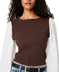 French Connection Women's Shirting Combo Long-Sleeve Top