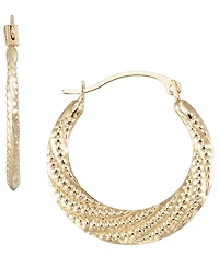 Macy's High Polished & Milgrain Round Hoop Earrings in 10k Yellow Gold