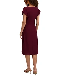 Kensie Women's V-Neck Short-Sleeve Midi Shirt Dress