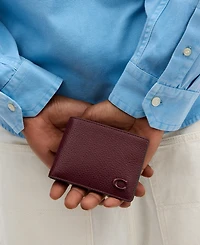 Slim Billfold Wallet in Pebbled Leather with Sculpted C Hardware Branding