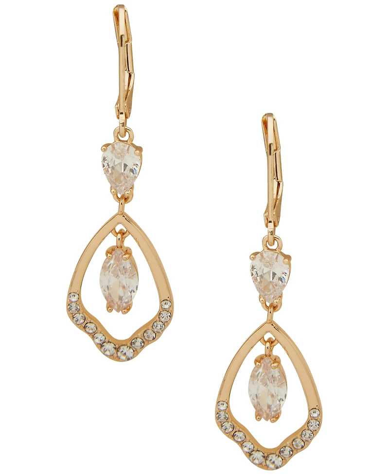 Anne Klein Gold-Tone Orbital Stone Drop Earrings