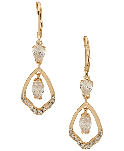 Anne Klein Gold-Tone Orbital Stone Drop Earrings