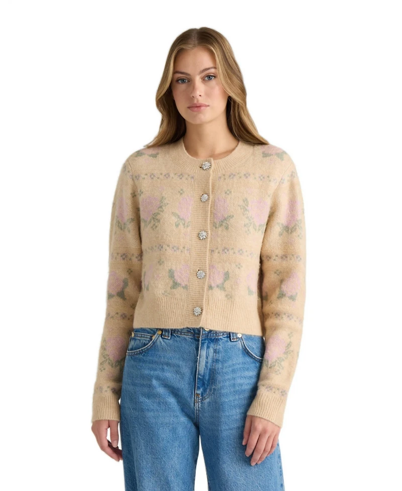 Nvlt Women's Cropped Floral-Print Cardigan