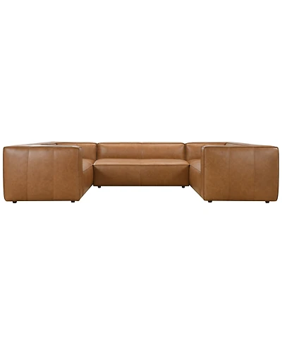 Moxley 3-Piece Genuine Leather Deep Seating Sectional Sofa, Macy's Exclusive