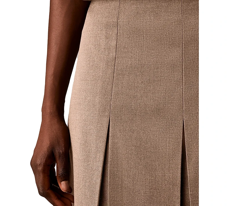 Calvin Klein Women's Side Zip Inverted Pleat High-Waisted Midi Skirt