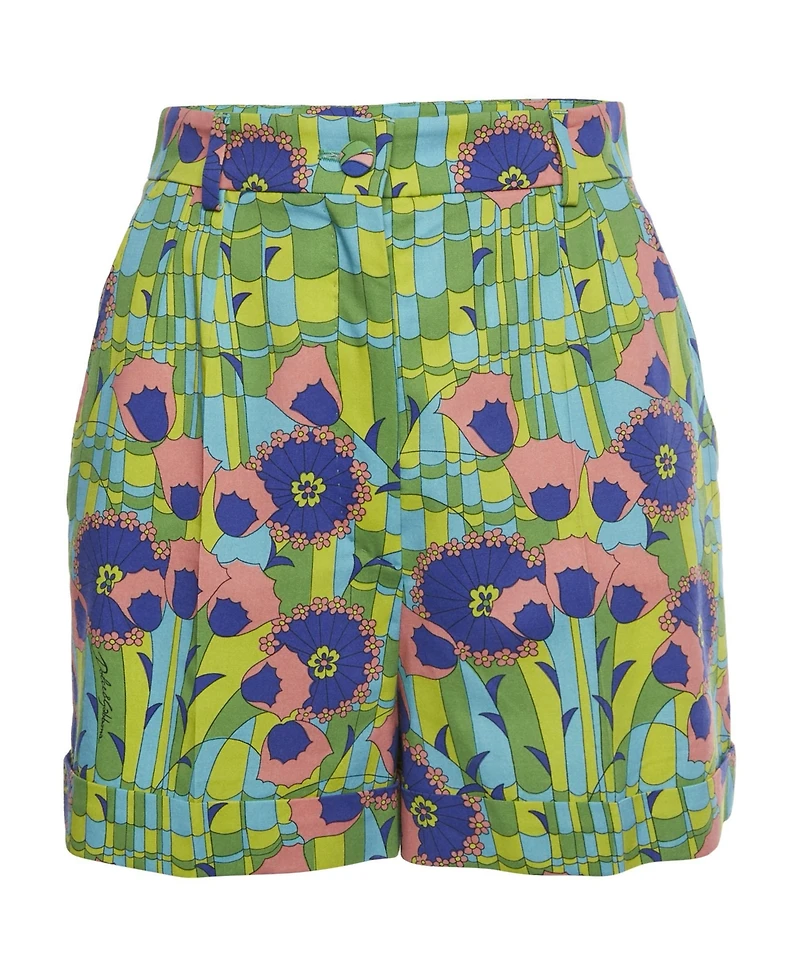 Pre-Owned Dolce & Gabbana Women's Floral Print Poplin Shorts