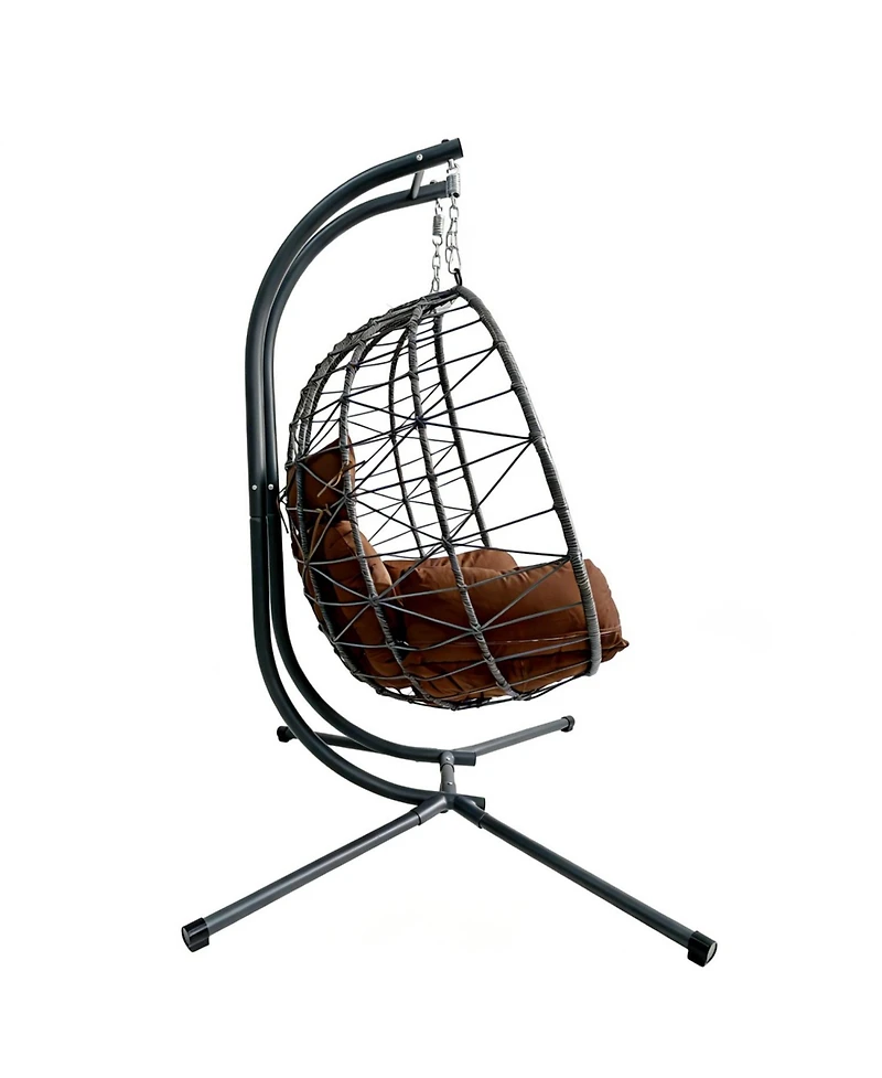 Asagikoiai Outdoor 2-Person Patio Hammock Swing Egg Chair with Stand