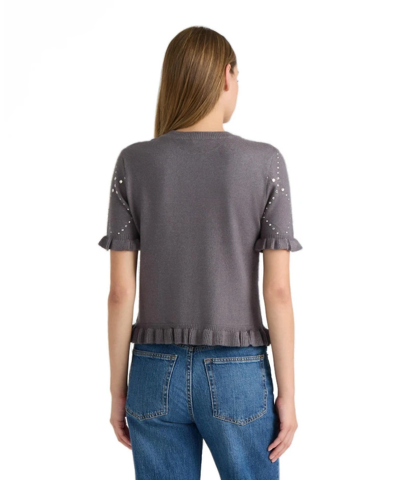 Nvlt Women's Crew Neck Sweater with Ruffles