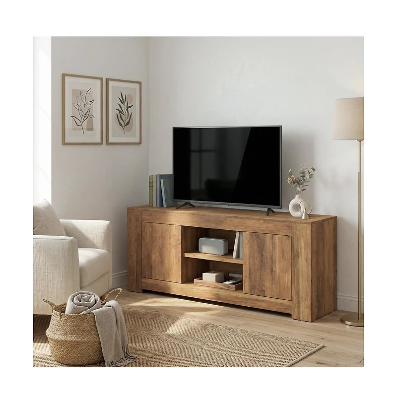 SongmicsHome Tv Stand, Media Console for Living Room, Entertainment Center, 65 Inch TVs, 58 Long