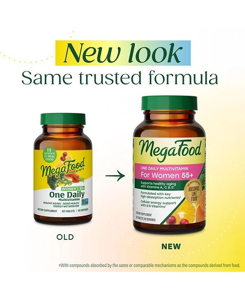 MegaFood One Daily Multivitamin for Women 55+ with Vitamin C, A, E and B Vitamins, Healthy Aging