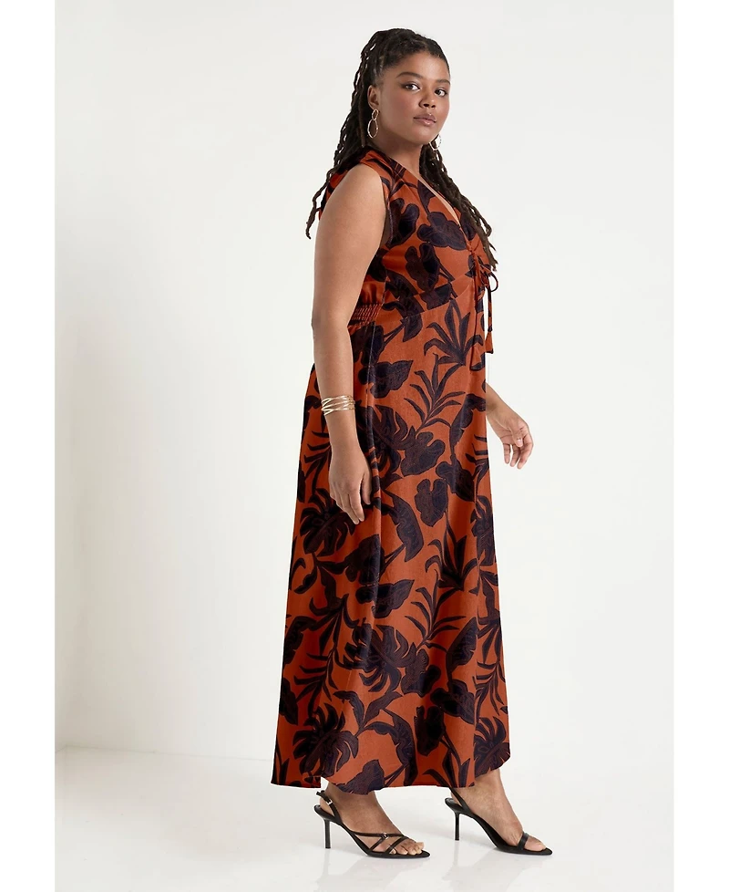 June + Vie Women's Plus Size Empire Waist Midi Dress