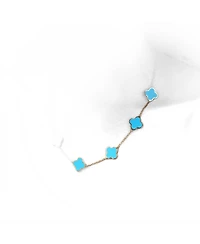 The Lovery Classic Turquoise Clover Necklace 14K Gold Plated Sterling Silver