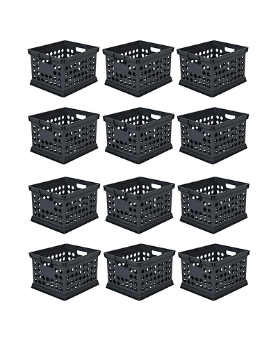 Sterilite Stackable Plastic Storage Open Crate Bin Organizer Box, Black (6 Pack)