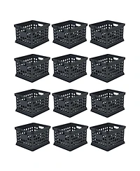 Sterilite Stackable Plastic Storage Open Crate Bin Organizer Box, Black (6 Pack)