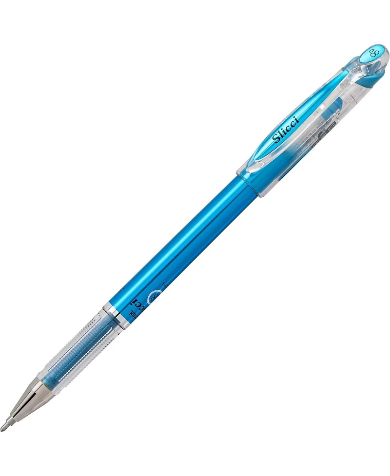 Pentel Arts Slicci Metallic (0.8mm) Needle Tip Med Gel Pen Assorted Metallic Ink, 8-Pk