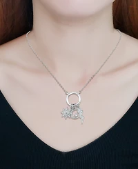 Macy's Fine Silver-Plated Over Brass Circle Charm Holder with Sun, Moon, Star and Lightning Bolt Charms Necklace